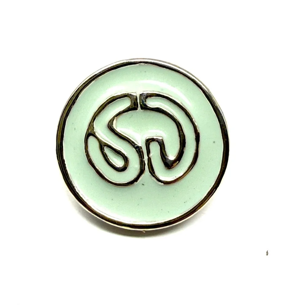 St. John Sport by Marie‎ Gray Mint Green Enamel Logo Buttons Gold Tone Set of 7